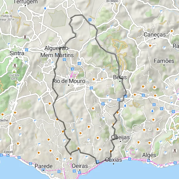 Miniatura do mapa de inspiração para ciclismo "Passeio Histórico de Lisboa" em Área Metropolitana de Lisboa, Portugal. Gerado pelo planejador de rotas de ciclismo Tarmacs.app