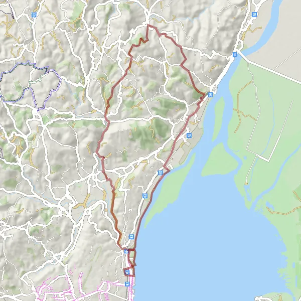 Map miniature of "Olivais to Merendas Loop (Gravel)" cycling inspiration in Área Metropolitana de Lisboa, Portugal. Generated by Tarmacs.app cycling route planner
