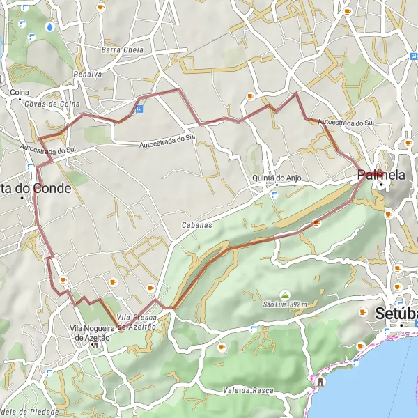 Map miniature of "Coastal Escape" cycling inspiration in Área Metropolitana de Lisboa, Portugal. Generated by Tarmacs.app cycling route planner