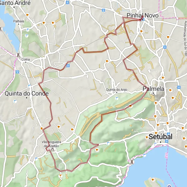 Map miniature of "The Gaiteiros Loop" cycling inspiration in Área Metropolitana de Lisboa, Portugal. Generated by Tarmacs.app cycling route planner