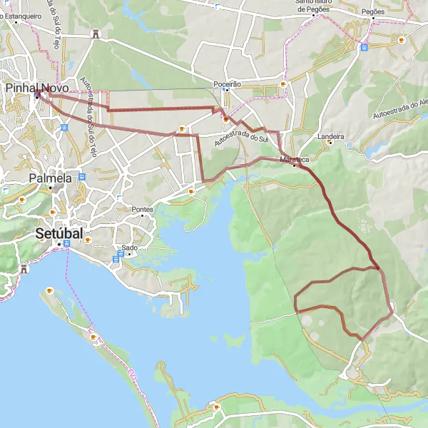 Map miniature of "Barrocal Gravel Ride" cycling inspiration in Área Metropolitana de Lisboa, Portugal. Generated by Tarmacs.app cycling route planner
