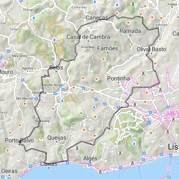 Miniatura do mapa de inspiração para ciclismo "Passeio Rodoviário até Linda-a-Velha" em Área Metropolitana de Lisboa, Portugal. Gerado pelo planejador de rotas de ciclismo Tarmacs.app