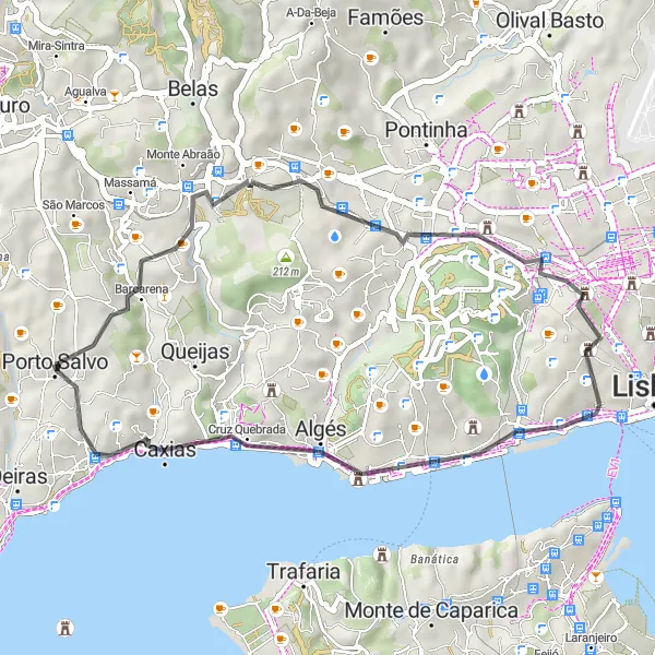 Miniatura do mapa de inspiração para ciclismo "Caminho Histórico de Porto Salvo" em Área Metropolitana de Lisboa, Portugal. Gerado pelo planejador de rotas de ciclismo Tarmacs.app