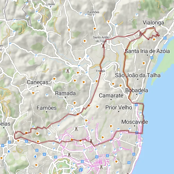 Map miniature of "The Gravel Explorer" cycling inspiration in Área Metropolitana de Lisboa, Portugal. Generated by Tarmacs.app cycling route planner