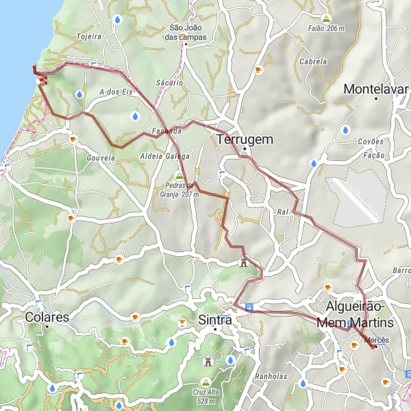 Miniatura do mapa de inspiração para ciclismo "Rota Gravel da Serra de Sintra" em Área Metropolitana de Lisboa, Portugal. Gerado pelo planejador de rotas de ciclismo Tarmacs.app