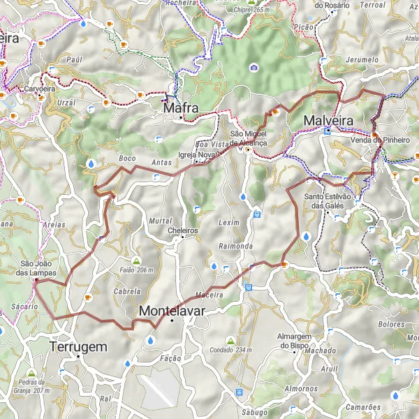 Miniatura do mapa de inspiração para ciclismo "Rota da Alcainça" em Área Metropolitana de Lisboa, Portugal. Gerado pelo planejador de rotas de ciclismo Tarmacs.app
