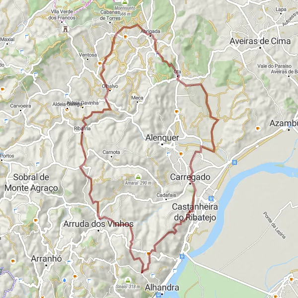 Miniatura do mapa de inspiração para ciclismo "Caminho de Cardosas" em Área Metropolitana de Lisboa, Portugal. Gerado pelo planejador de rotas de ciclismo Tarmacs.app