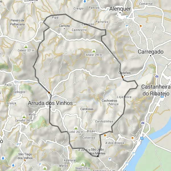 Miniatura do mapa de inspiração para ciclismo "Ciclovia de Linhó" em Área Metropolitana de Lisboa, Portugal. Gerado pelo planejador de rotas de ciclismo Tarmacs.app
