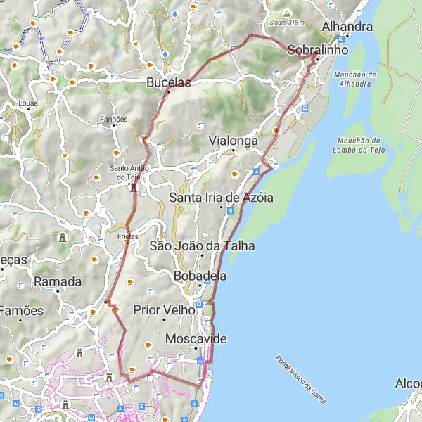 Miniatura do mapa de inspiração para ciclismo "Rota da Aventura" em Área Metropolitana de Lisboa, Portugal. Gerado pelo planejador de rotas de ciclismo Tarmacs.app