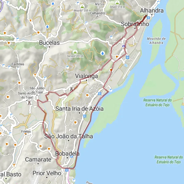 Miniatura do mapa de inspiração para ciclismo "Circuito Gravel de Unhos e Pelourinhos" em Área Metropolitana de Lisboa, Portugal. Gerado pelo planejador de rotas de ciclismo Tarmacs.app