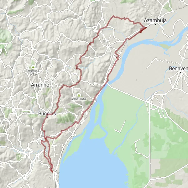 Miniatura do mapa de inspiração para ciclismo "Rota de Ciclismo de Gravel Unhos-Sacavém" em Área Metropolitana de Lisboa, Portugal. Gerado pelo planejador de rotas de ciclismo Tarmacs.app