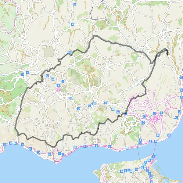 Map miniature of "Road Adventure Plus" cycling inspiration in Área Metropolitana de Lisboa, Portugal. Generated by Tarmacs.app cycling route planner