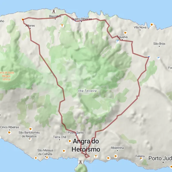 Miniatura do mapa de inspiração para ciclismo "Rota dos Moinhos e Fortes" em Região Autónoma dos Açores, Portugal. Gerado pelo planejador de rotas de ciclismo Tarmacs.app