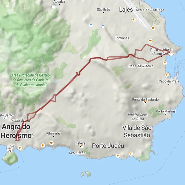 Miniatura do mapa de inspiração para ciclismo "Rota do Vale de Linhares" em Região Autónoma dos Açores, Portugal. Gerado pelo planejador de rotas de ciclismo Tarmacs.app
