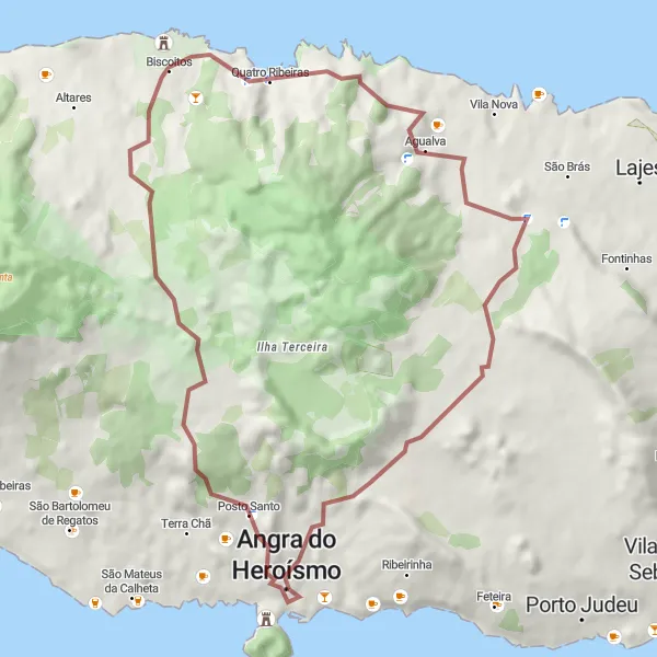 Miniatura do mapa de inspiração para ciclismo "Caminho das Fortalezas" em Região Autónoma dos Açores, Portugal. Gerado pelo planejador de rotas de ciclismo Tarmacs.app