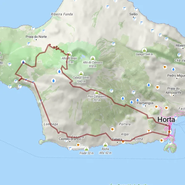 Miniatura do mapa de inspiração para ciclismo "Caminho das Grutas e Vulcões" em Região Autónoma dos Açores, Portugal. Gerado pelo planejador de rotas de ciclismo Tarmacs.app