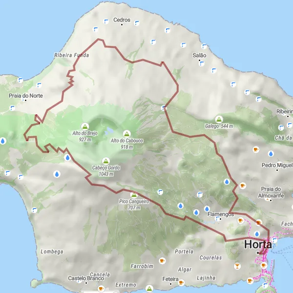 Miniatura do mapa de inspiração para ciclismo "Caminho dos Miradouros e Aldeias" em Região Autónoma dos Açores, Portugal. Gerado pelo planejador de rotas de ciclismo Tarmacs.app
