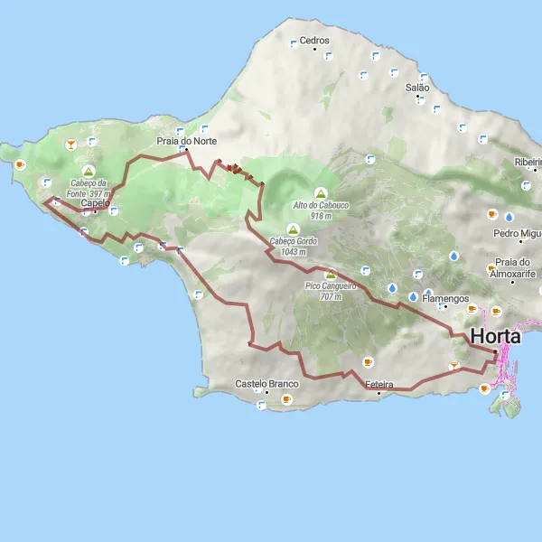 Miniatura do mapa de inspiração para ciclismo "Rota do Vale e Miradouros" em Região Autónoma dos Açores, Portugal. Gerado pelo planejador de rotas de ciclismo Tarmacs.app