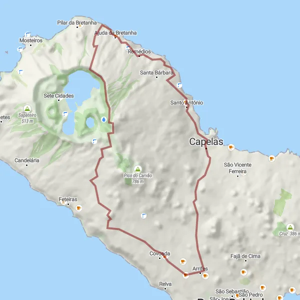 Miniatura do mapa de inspiração para ciclismo "Trilha dos Vulcões" em Região Autónoma dos Açores, Portugal. Gerado pelo planejador de rotas de ciclismo Tarmacs.app