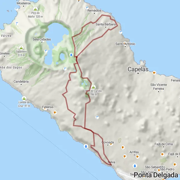 Miniatura do mapa de inspiração para ciclismo "Trilho da Lagoa das Sete Cidades" em Região Autónoma dos Açores, Portugal. Gerado pelo planejador de rotas de ciclismo Tarmacs.app