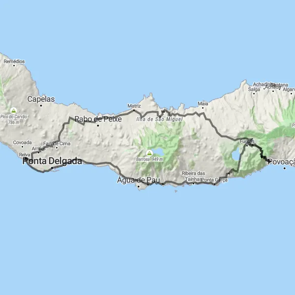 Miniatura do mapa de inspiração para ciclismo "Rota Costa Norte" em Região Autónoma dos Açores, Portugal. Gerado pelo planejador de rotas de ciclismo Tarmacs.app