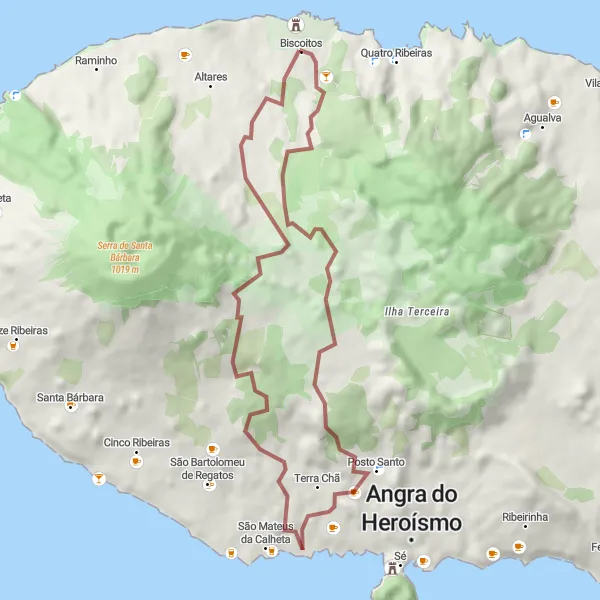 Miniatura do mapa de inspiração para ciclismo "Circuito de Gravel por São Mateus da Calheta e Terra Chã" em Região Autónoma dos Açores, Portugal. Gerado pelo planejador de rotas de ciclismo Tarmacs.app