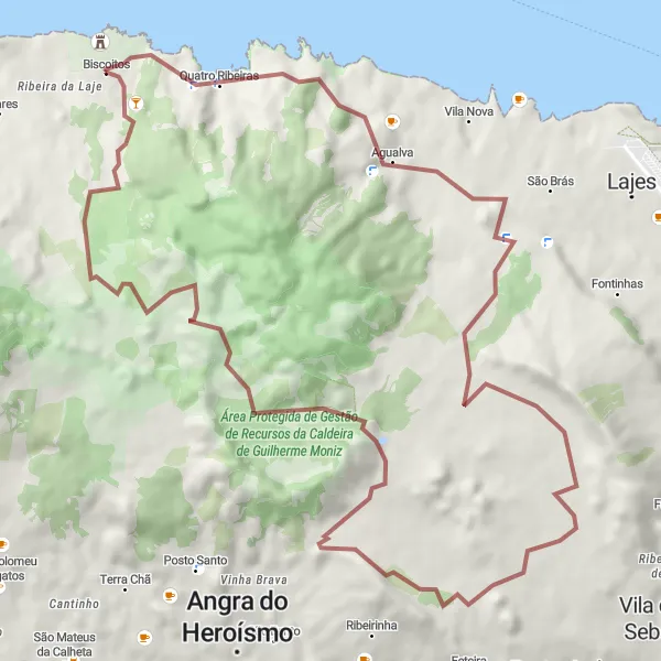 Miniatura do mapa de inspiração para ciclismo "Caminho pelas colinas da Ilha Terceira" em Região Autónoma dos Açores, Portugal. Gerado pelo planejador de rotas de ciclismo Tarmacs.app