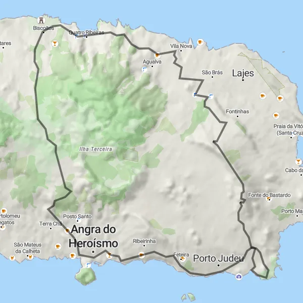 Miniatura do mapa de inspiração para ciclismo "Volta à Ilha Terceira" em Região Autónoma dos Açores, Portugal. Gerado pelo planejador de rotas de ciclismo Tarmacs.app