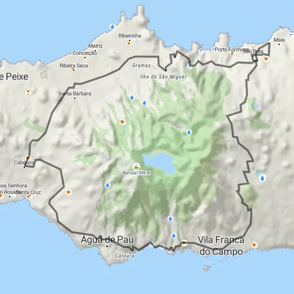 Miniatura do mapa de inspiração para ciclismo "Rota Pitoresca de Porto Formoso" em Região Autónoma dos Açores, Portugal. Gerado pelo planejador de rotas de ciclismo Tarmacs.app