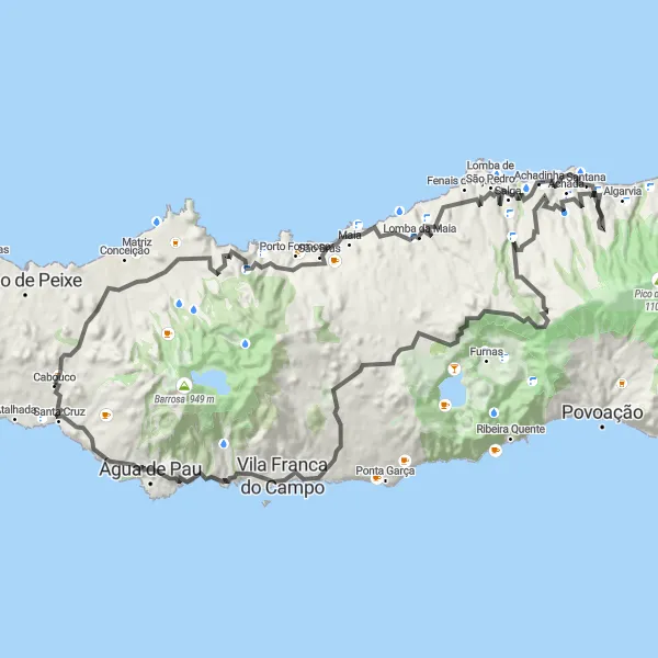 Miniatura do mapa de inspiração para ciclismo "Rota da Natureza em São Miguel" em Região Autónoma dos Açores, Portugal. Gerado pelo planejador de rotas de ciclismo Tarmacs.app