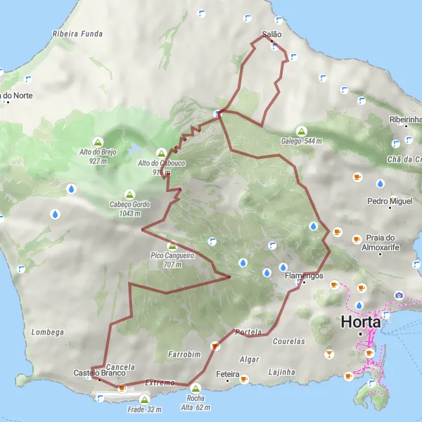 Miniatura do mapa de inspiração para ciclismo "Rota Panorâmica dos Vigias" em Região Autónoma dos Açores, Portugal. Gerado pelo planejador de rotas de ciclismo Tarmacs.app
