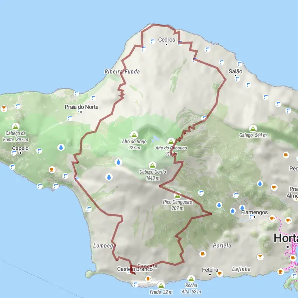 Miniatura do mapa de inspiração para ciclismo "Trilho da Montanha Verde" em Região Autónoma dos Açores, Portugal. Gerado pelo planejador de rotas de ciclismo Tarmacs.app