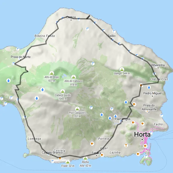 Miniatura do mapa de inspiração para ciclismo "Travessia da Costa Sul" em Região Autónoma dos Açores, Portugal. Gerado pelo planejador de rotas de ciclismo Tarmacs.app