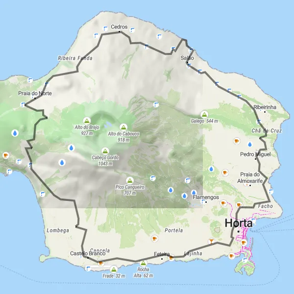 Miniatura do mapa de inspiração para ciclismo "Caminho da Costa Norte" em Região Autónoma dos Açores, Portugal. Gerado pelo planejador de rotas de ciclismo Tarmacs.app