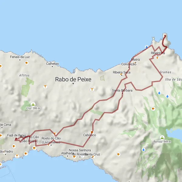 Miniatura do mapa de inspiração para ciclismo "Rota da Ananás Arruda" em Região Autónoma dos Açores, Portugal. Gerado pelo planejador de rotas de ciclismo Tarmacs.app