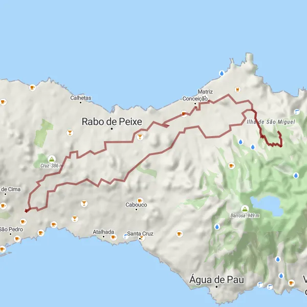 Miniatura do mapa de inspiração para ciclismo "Caminho da Quinta do Pico da abelheira" em Região Autónoma dos Açores, Portugal. Gerado pelo planejador de rotas de ciclismo Tarmacs.app
