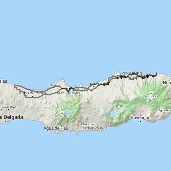 Miniatura do mapa de inspiração para ciclismo "Expedição Épica por São Miguel" em Região Autónoma dos Açores, Portugal. Gerado pelo planejador de rotas de ciclismo Tarmacs.app
