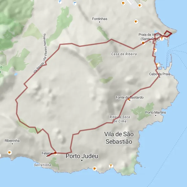 Miniatura do mapa de inspiração para ciclismo "Rota da Natureza Gravel" em Região Autónoma dos Açores, Portugal. Gerado pelo planejador de rotas de ciclismo Tarmacs.app