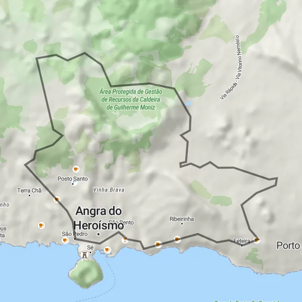Miniatura do mapa de inspiração para ciclismo "Vuelta a Terceira" em Região Autónoma dos Açores, Portugal. Gerado pelo planejador de rotas de ciclismo Tarmacs.app