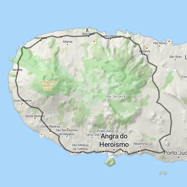 Miniatura do mapa de inspiração para ciclismo "Circuito pelas Colinas de Feteira" em Região Autónoma dos Açores, Portugal. Gerado pelo planejador de rotas de ciclismo Tarmacs.app