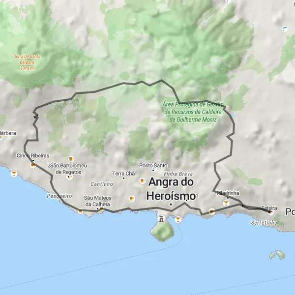 Miniatura do mapa de inspiração para ciclismo "Circuito Costeiro" em Região Autónoma dos Açores, Portugal. Gerado pelo planejador de rotas de ciclismo Tarmacs.app