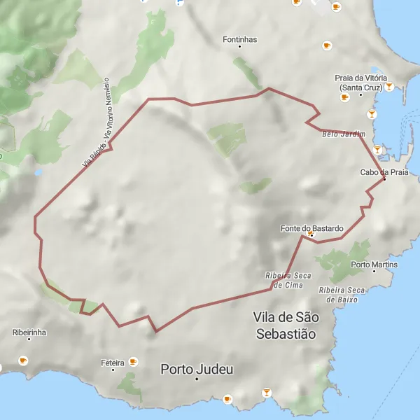 Miniatura do mapa de inspiração para ciclismo "Trilho da Ribeira Seca" em Região Autónoma dos Açores, Portugal. Gerado pelo planejador de rotas de ciclismo Tarmacs.app