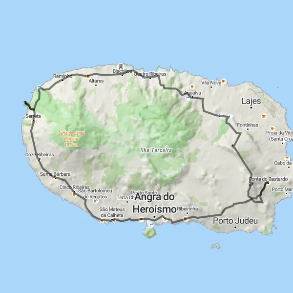 Miniatura do mapa de inspiração para ciclismo "Desafio Serra do Cume" em Região Autónoma dos Açores, Portugal. Gerado pelo planejador de rotas de ciclismo Tarmacs.app