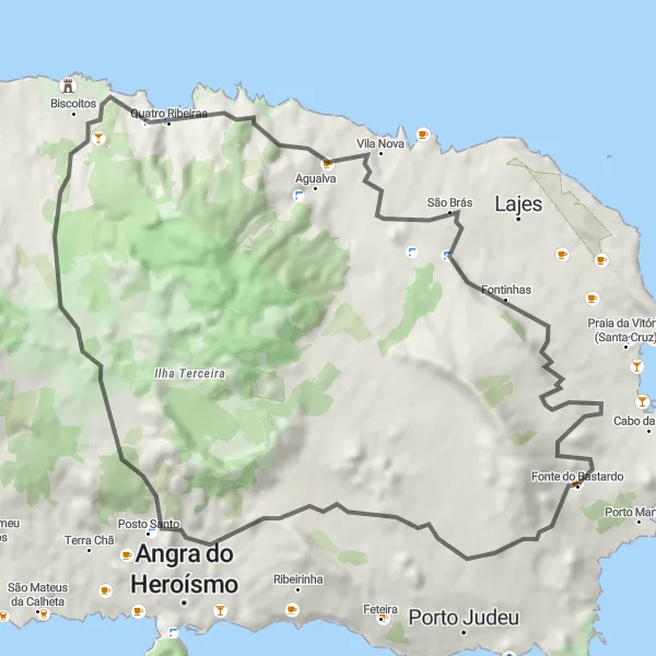Miniatura do mapa de inspiração para ciclismo "Caminho Histórico da Fonte Bastardo" em Região Autónoma dos Açores, Portugal. Gerado pelo planejador de rotas de ciclismo Tarmacs.app