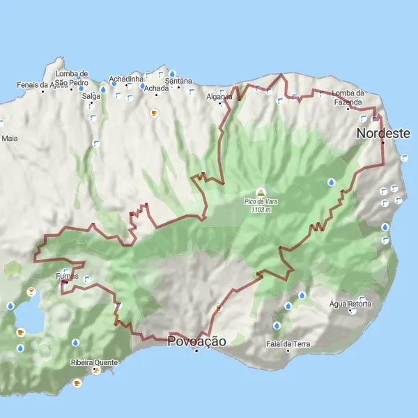 Miniatura do mapa de inspiração para ciclismo "Rota dos Miradouros Gravel" em Região Autónoma dos Açores, Portugal. Gerado pelo planejador de rotas de ciclismo Tarmacs.app