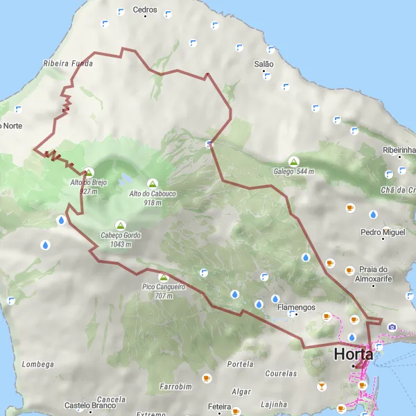 Miniatura do mapa de inspiração para ciclismo "Rota das Colinas da Ilha" em Região Autónoma dos Açores, Portugal. Gerado pelo planejador de rotas de ciclismo Tarmacs.app