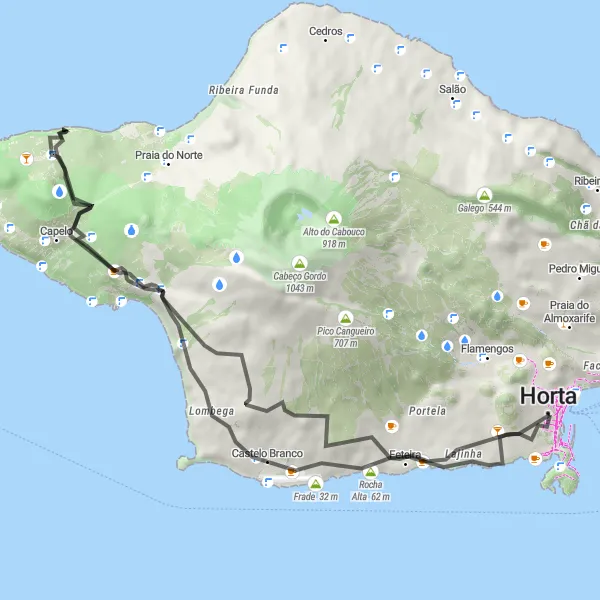 Miniatura do mapa de inspiração para ciclismo "Trilhas do Capelo" em Região Autónoma dos Açores, Portugal. Gerado pelo planejador de rotas de ciclismo Tarmacs.app