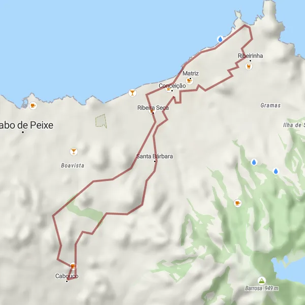 Miniatura do mapa de inspiração para ciclismo "Caminho pelas Montanhas e Miradouros" em Região Autónoma dos Açores, Portugal. Gerado pelo planejador de rotas de ciclismo Tarmacs.app
