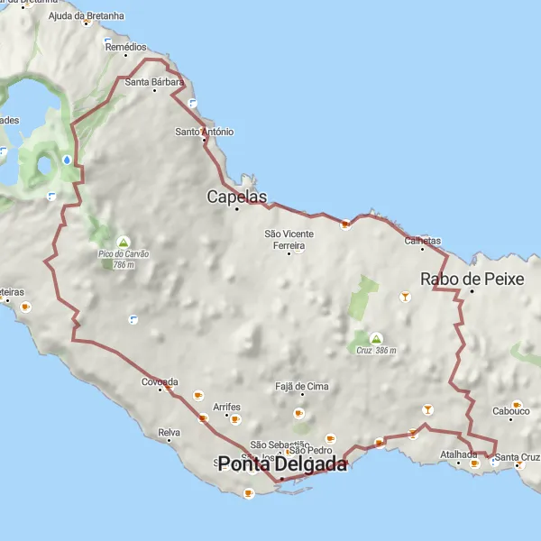 Miniatura do mapa de inspiração para ciclismo "Trilho das Capelas e Lagoa do Canário" em Região Autónoma dos Açores, Portugal. Gerado pelo planejador de rotas de ciclismo Tarmacs.app
