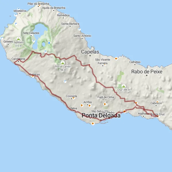 Miniatura do mapa de inspiração para ciclismo "Trilha dos Miradouros de São Miguel" em Região Autónoma dos Açores, Portugal. Gerado pelo planejador de rotas de ciclismo Tarmacs.app